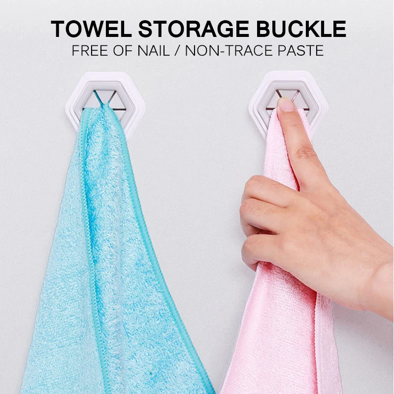 2pcs Home Portable Wall Mount Twoel Storage Wash Cloth Clip Organizer Dry Towel Holder Self Adhesive High Quality