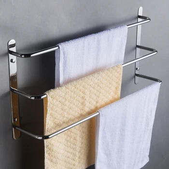 

Stainless Steel Three Towel Bars Rack Wall Mounted Multilayer Bathroom Accessories BDF99