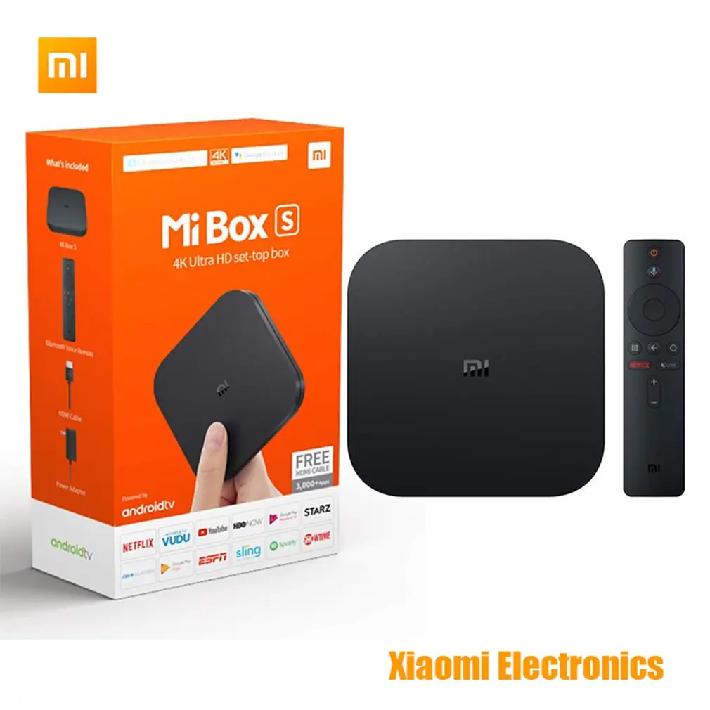 

Xiaomi Mi Box S 4K Ultra HD Android TV With Google Voice Assistant Direct Remote Streaming Media Player Set Top Box