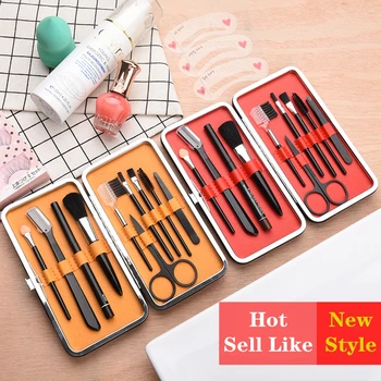 

10pcs Makeup Brushes Tool Travel Set Eyelash Blush Eyeshadow Eyebrow Trimmer Tweezers Eye Make Up Brush Cosmetics Multifunction
