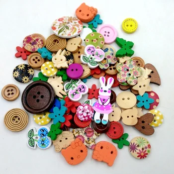 

A pack of 95 capsules, a variety of multi-color mixed wooden buttons, DIY puzzles, handmade decorative buttons,