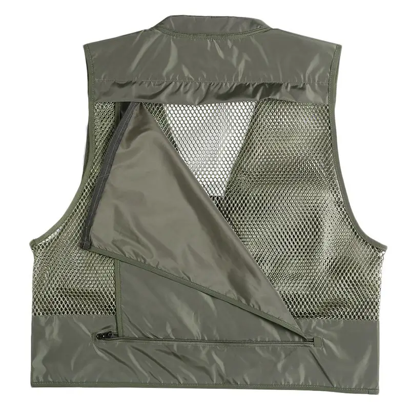 Leo Fishing Vest Army Green Quick Dry Outdoor Fishing Vest Fishing Jacket Hunting Mesh Vest With Multiple Pockets