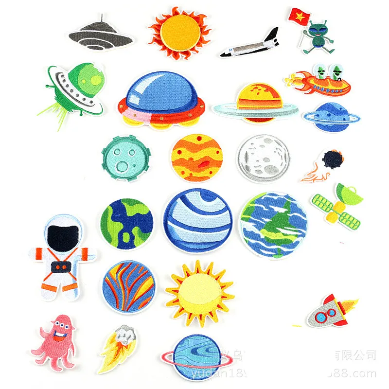 

50pcs/Lot Luxury Embroidery Patch Planet Astronaut Sea Animal Rocket T-shirt Bag Clothing Decoration Badge Crafts Diy Applique