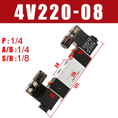 Heschen Elektrisch Pneumatisch Magneetventiel 2V025-08 220VAC PT1/4 2/2-weg Normaal Gesloten CE IP65