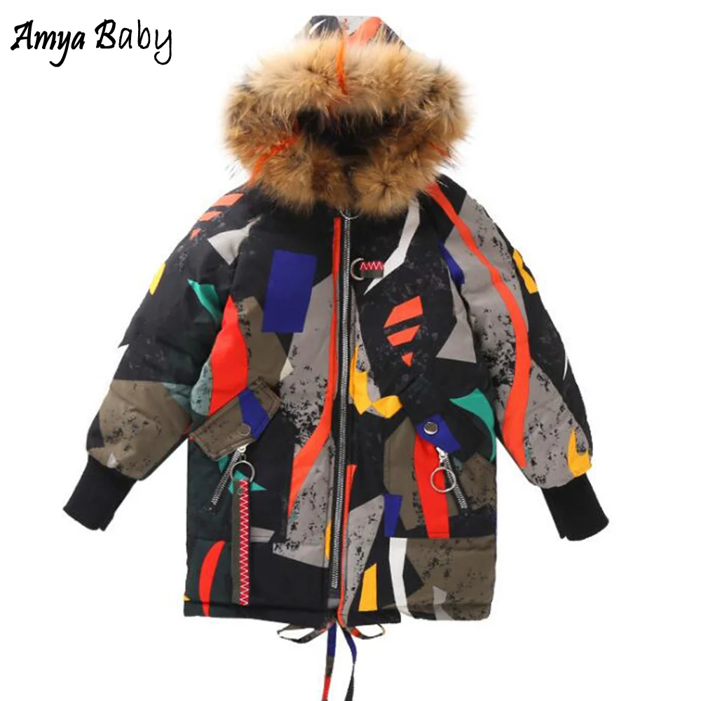 Amya/детские зимние пальто; модные Утепленные зимние пальто с капюшоном для девочек; детская одежда; детский зимний комбинезон; детские парки