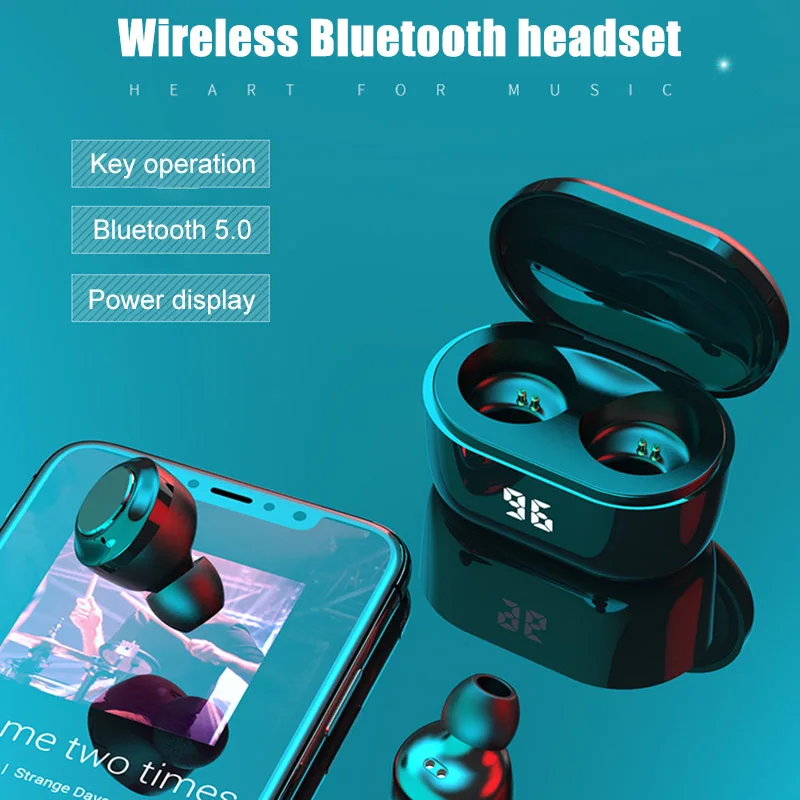 TWS Bluetooth 5 0 Wireless Earphones Digital HiFi Noise Reduction Stereo Headphones Sport Headset With Mic For all smart Phone