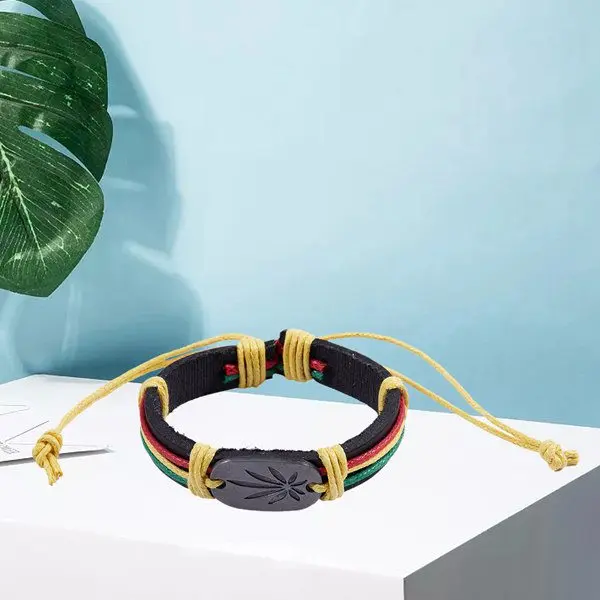 Мужские и женские кожаные браслеты Rasta из Ямайки с регае|Браслеты шармами| |