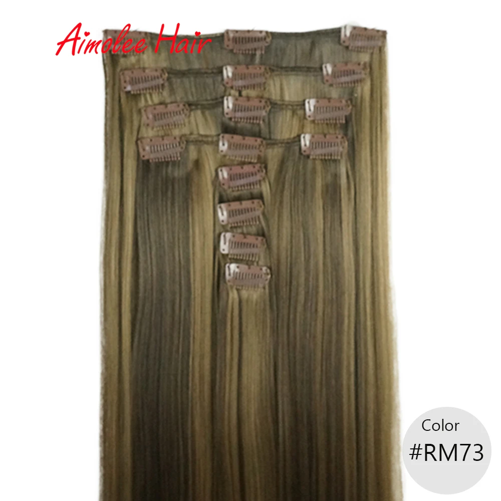 28" 8PCS/Set Synthetic Hairpieces Long Straight Hair Extension Clip-in Hair Extensions Highlight High Temperature Fiber