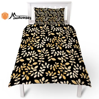 

2PC Golden Vines And Leaf Plants Pattern Duvet Cover Pillow Case Quilt Cover Set Bedclothes Single Bedding Sets For Bed