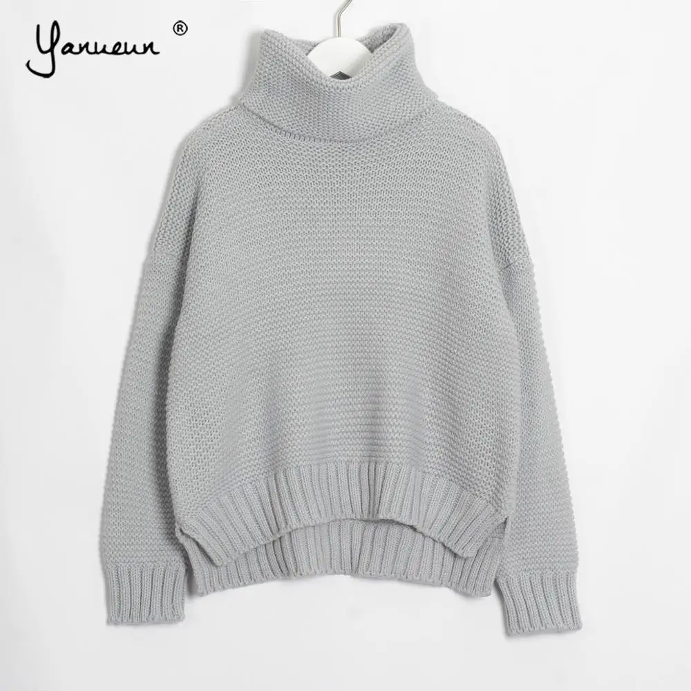 Yanueun Women Knit Turtleneck Chunky Solid Sweater and Pullover Casual Stylish Jumper Femme Pull Tops 2019 Autumn Winter | Женская