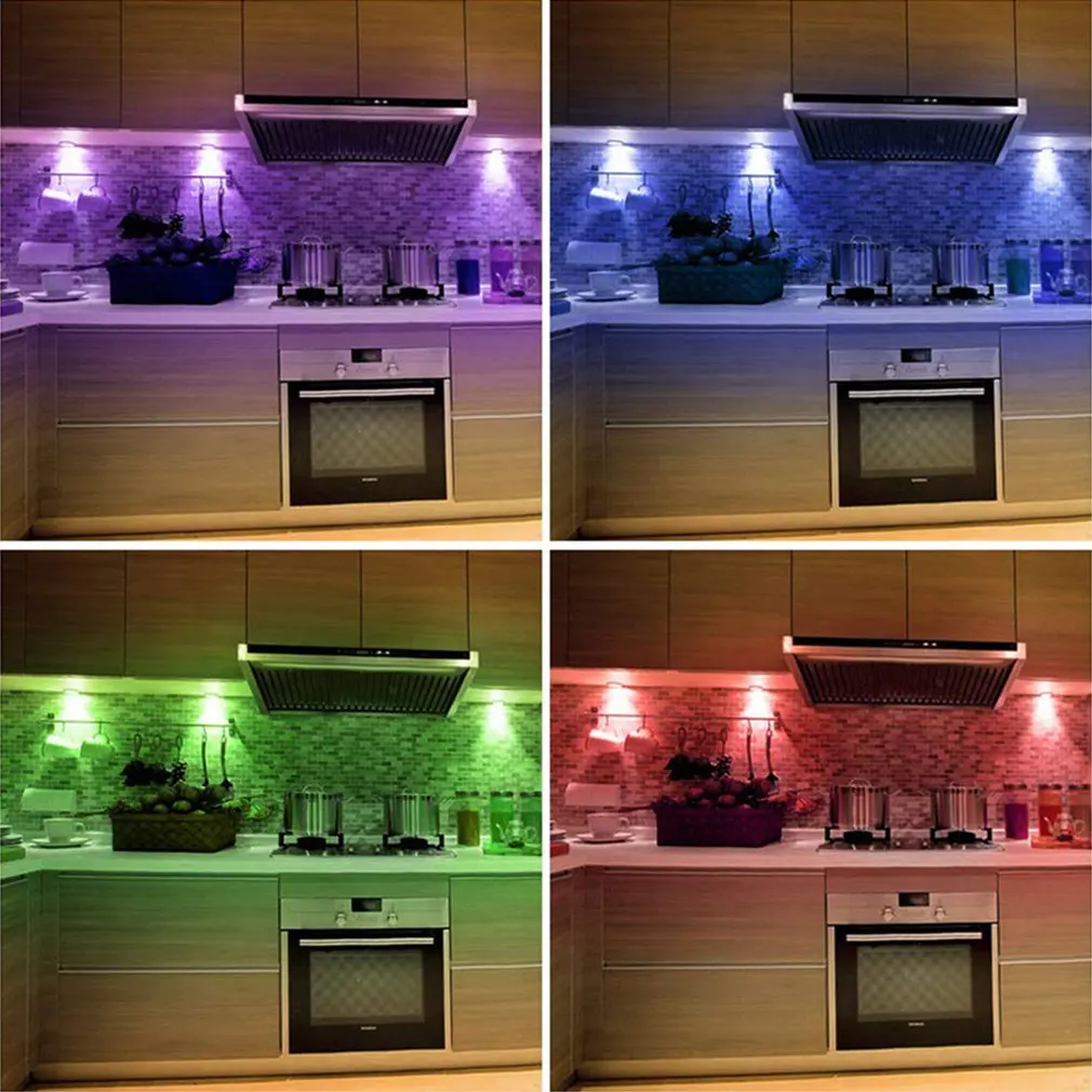 Беспроводные Светодиодные светильники для освещения шкафа Rgb изменение цвета шайба светильник с дистанционным управлением сенсорный датчик светодиодный ночной Светильник скидка