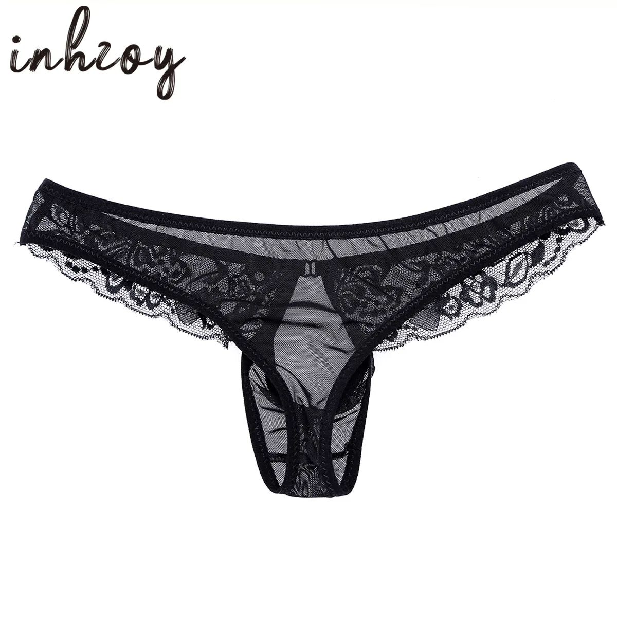 

Mens Lace Panties Sissy Transparent Mesh Front Hole Briefs Exotic Lingerie Underwear