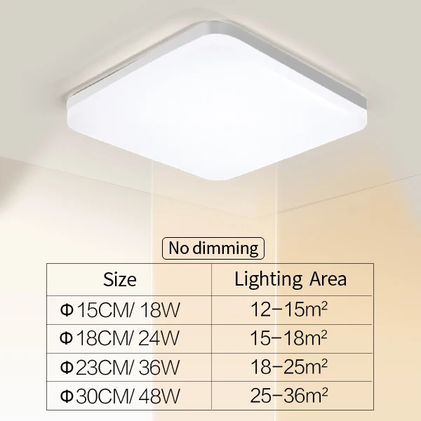 LED ceiling lights for room 18W 24W 36W 48W Cold Warm White Natural light LED fixtures ceiling lamps for living room lighting Ultra-thin-Square