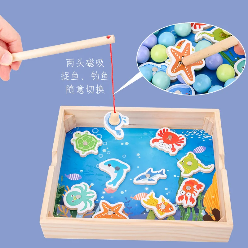 

Children'S Educational Toy Fine Motion Training Early Education Clip Beads Fishing with Numbers Jigsaw Puzzle Three-in-One