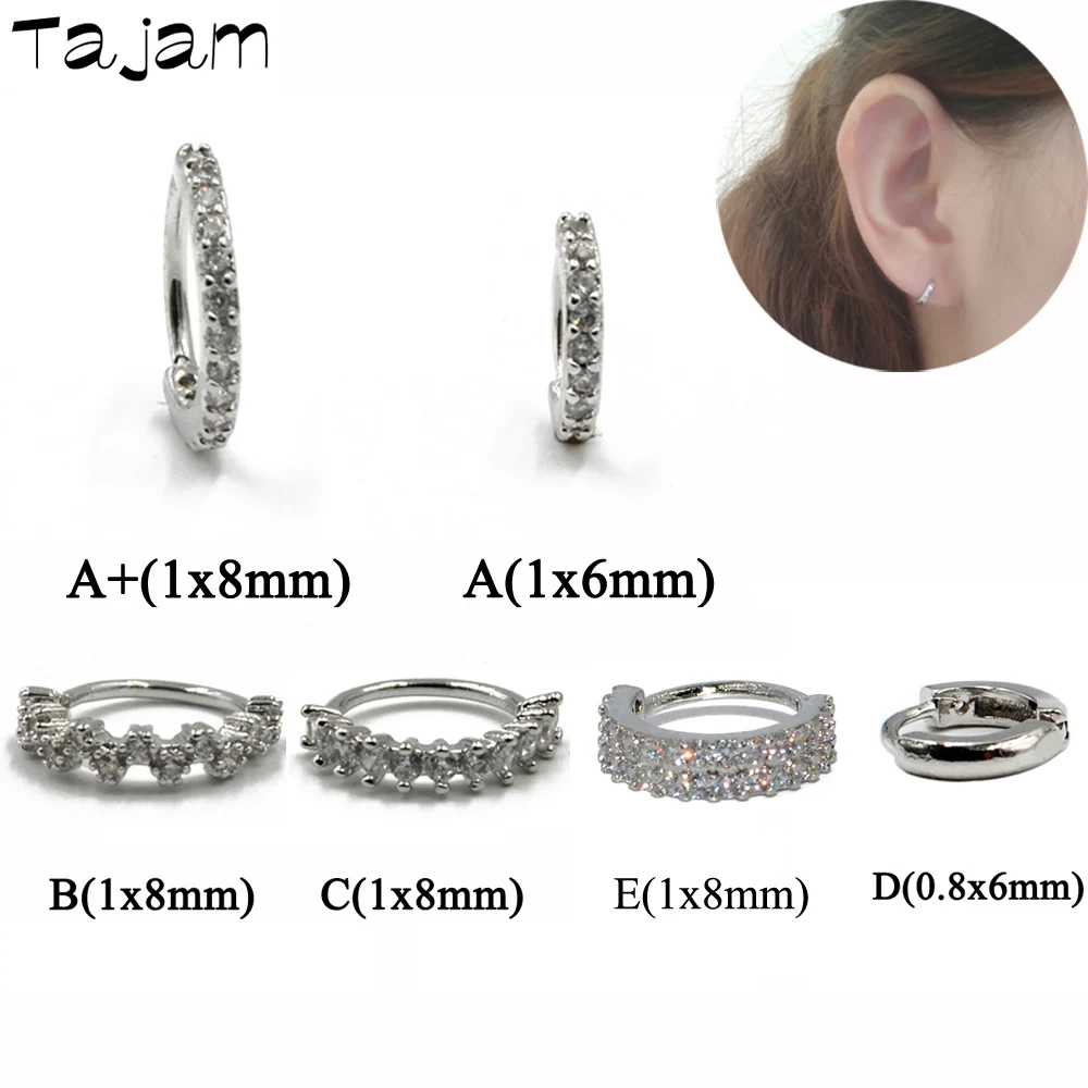 

1Pair Copper Zircon Ear Tragus Cartilage Hoop Earring Bendable Seamless Nose Ring Surgical Steel Crystal Ear Piercing Jewelry