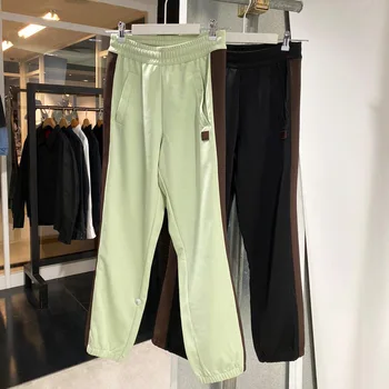

2020 Spring Summer Women Men Smile Face Embroidered Pants Contrast Loose Casual Pants Unisex A3