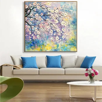 

Hot sale Hand painted oil painting on canvas Plum blossom beautiful flowers wall art picture for living room bedroom no framed