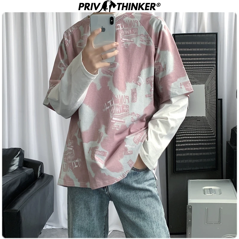 

Privathinker Men 2020 Vintage Print Summer TShirts Male Harajuku Loose Short Sleeve Tee Men's Unisex Oversize Clothes Tshirt
