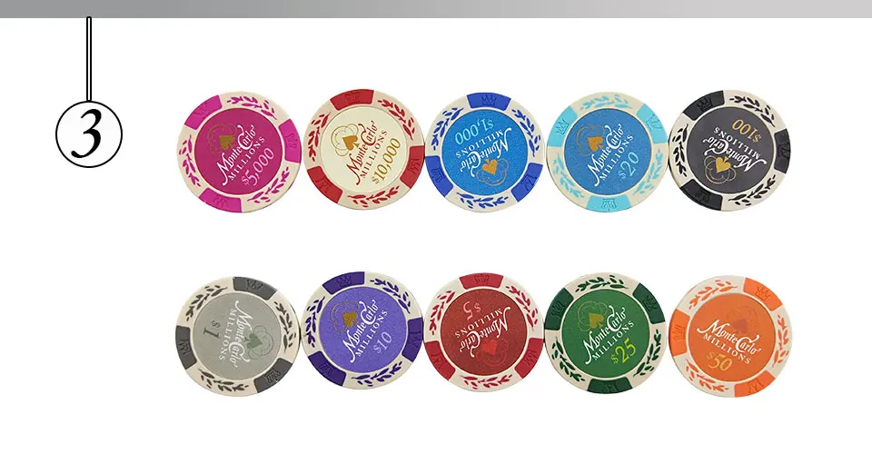Yernea 25PCSSet Clay Poker Chips Set Embedded iron Coins Baccarat Texas Hold'em Poker Playing Chips 11 Colors Face Value (3)