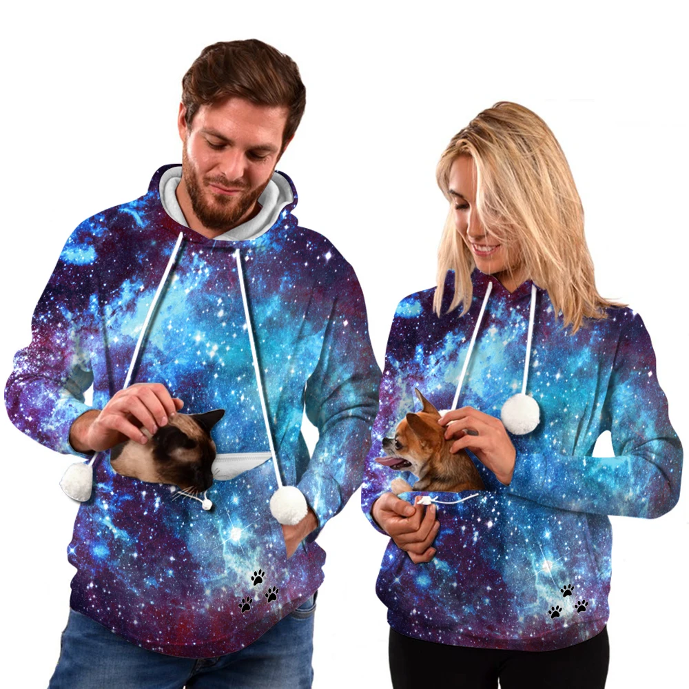 Galaxy, Женская толстовка для собак, толстовки с капюшоном, топы для любителей кошек, зимняя Толстая Толстовка с капюшоном, пуловер, теплые женские толстовки