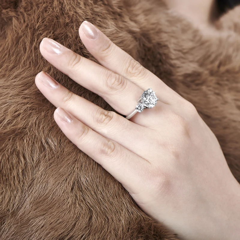 QYI 5 ct классические обручальные кольца 925 пробы серебряные круглые Sona Имитация