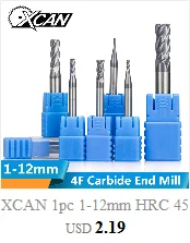 XCAN 1 шт. 1-12 мм с синим покрытием 3 флейты карбида концевые мельницы алюминий нарезка; фрезеровка резак спиральная Фасонная фреза ЧПУ