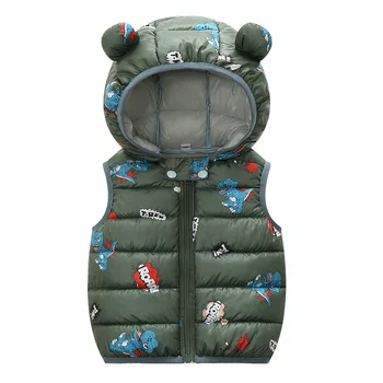 

Autumn and winter new boys and girls Baoyu children's cotton vest new plush cotton coat dinosaur cartoon hooded sleeveless coat