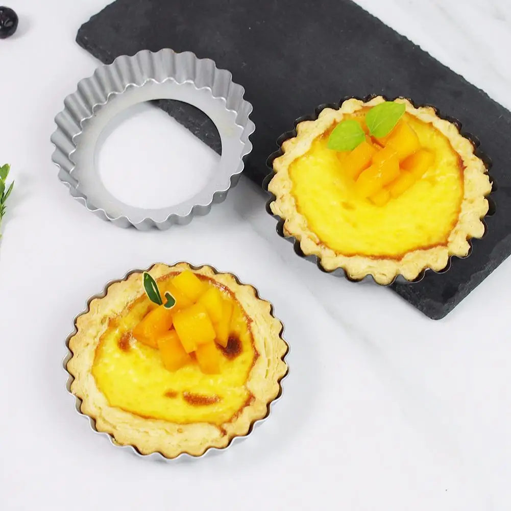 

LanLan 4inch Nonstick Egg Tart Mold Fixed / Removable Bottom Carbon Steel Cake Pan Baking Tool