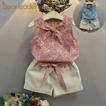 

Bear Leader Girls Clothing Sets 2020 Summer Brand Girls Multi-layer Frill Sleeveless Floral Baby Shirt + Short Pant For 3-7 Y