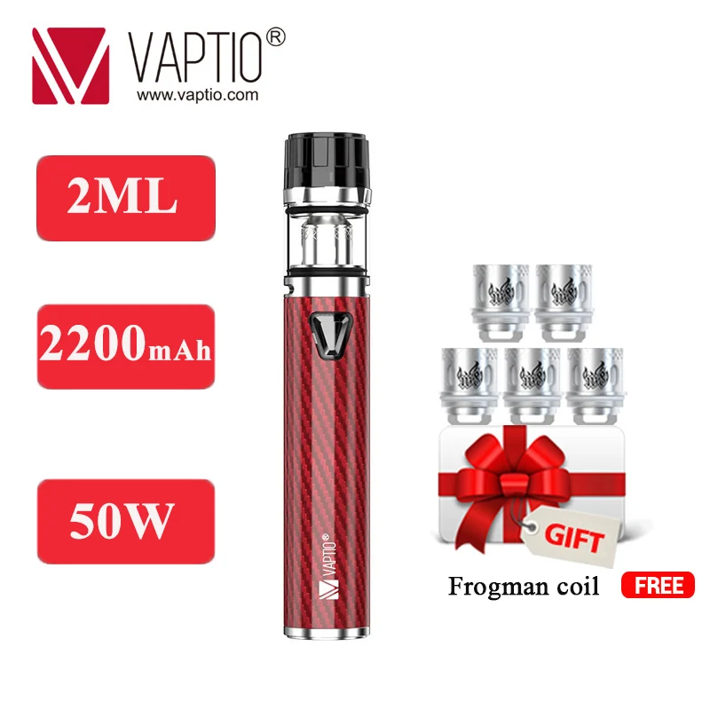 Vape испаритель ручка 2200 мАч Vaptio SOLO F2 комплект мод 50 Вт катушка 0 25 Ом двухъядерный