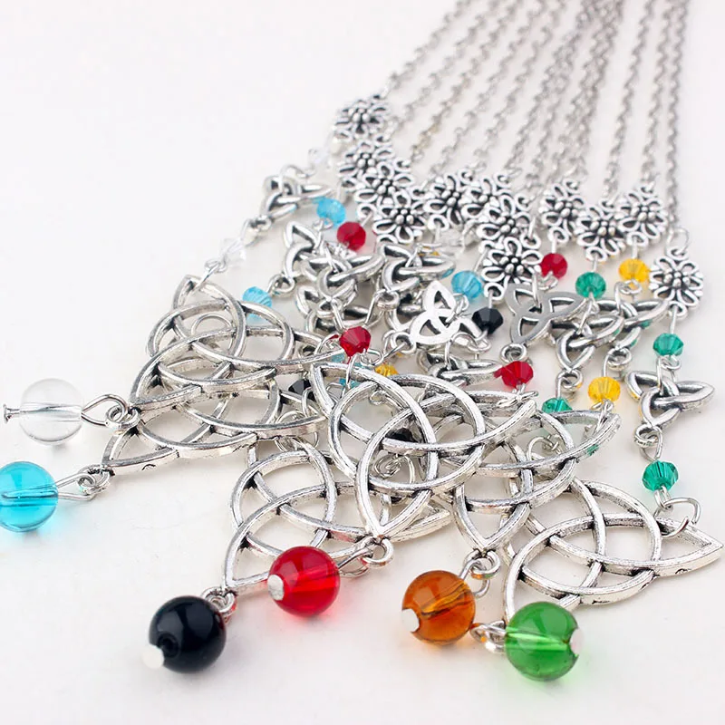 Gothic Irish Knot Head Chain for Women Magic Wizard Rune Pagan Colorful Beads Crystal Hair Ornament Accessories Jewelry VGH034