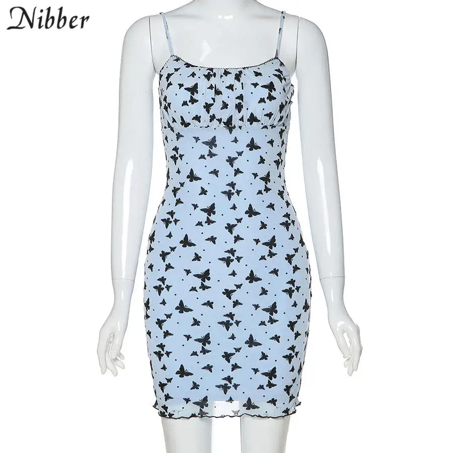 Nibber cute Harajuku style Butterfly pattern sling dress for women 2020 hot High-quality streetwear cansual bodycon mini dresses