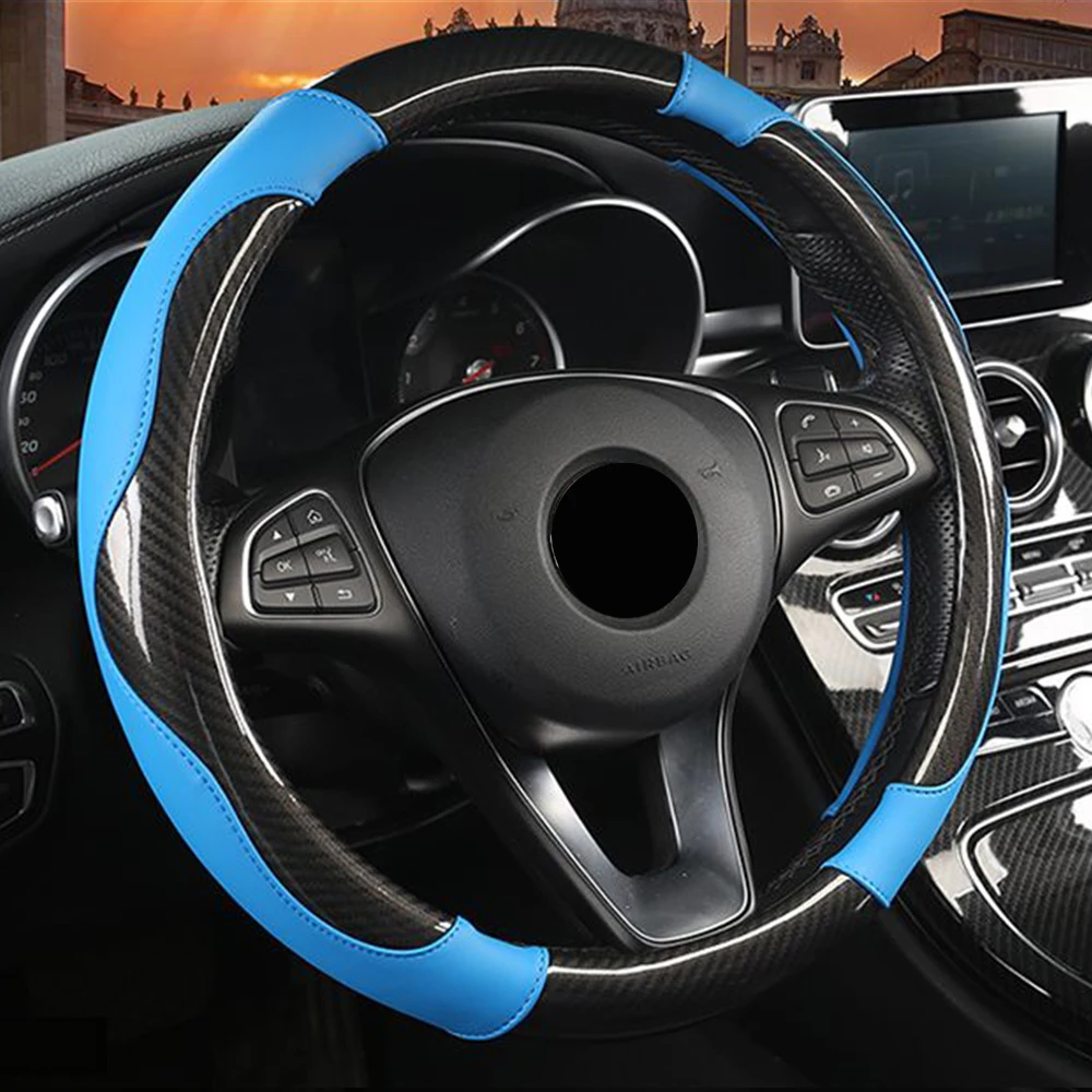 Black Bule Универсальные аксессуары для интерьера, чехол на руль, подходит для KIA Morning Picanto Rio ceeed Stonic hyundai i10 i20 Ioniq i30 Kona - Название цвета: Black Bule