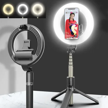 

5 Inch Wireless bluetooth Selfie Stick Ring Light Tripod Extendable Foldable Monopod Light Selfie Stick With Mobile Phone