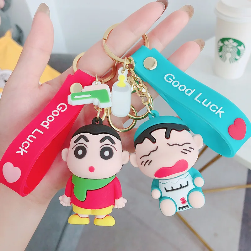 

Cute Cartoon Crayon Shinchan pvc Keychain Mobile Phone Case Pendant Bag Clothing Accessories Car Keychains Creative Gift Keyring