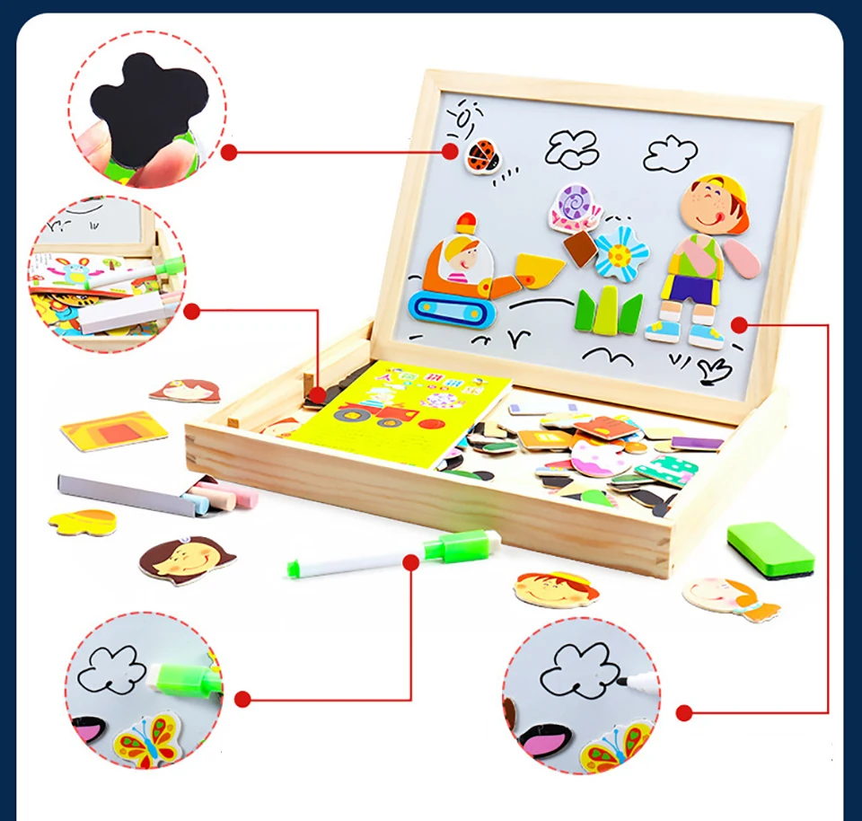 Wooden 3D Magnetic Jigsaw Puzzle Cartoon Animal Child Intelligence Development Toy 8 Styles Educational Toy Gift