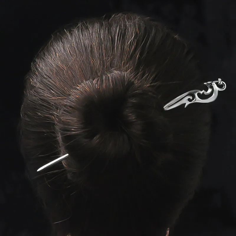 925 Sterling Silver Hair Pins Hair Sticks Wood Animal Bird Phoenix Hairpins Headpiece Women Headwear Hair Accessories