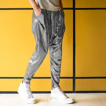 Уличная одежда с эластичной резинкой на талии, повседневные штаны-шаровары, сценические брюки с заниженным шаговым швом, легкий вес, хип-хоп, мужские узкие модные яркие штаны