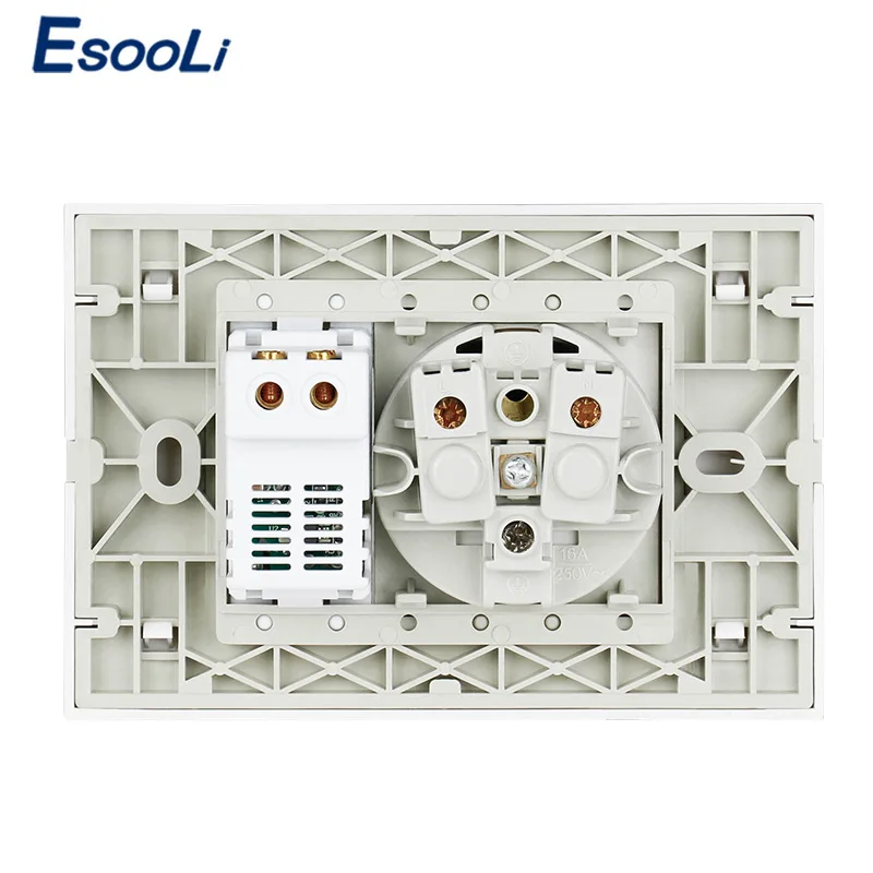 Esooli настенная розетка USB вилка заземленная 16A ЕС стандартный отвод с 1000mA Двойная зарядка с usb-разъемом порт для мобильного 118 мм* 80 мм