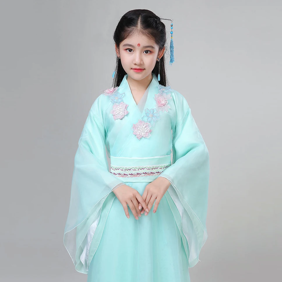 Hanfu древний китайский традиционный сказочный костюм для девочек розовое платье