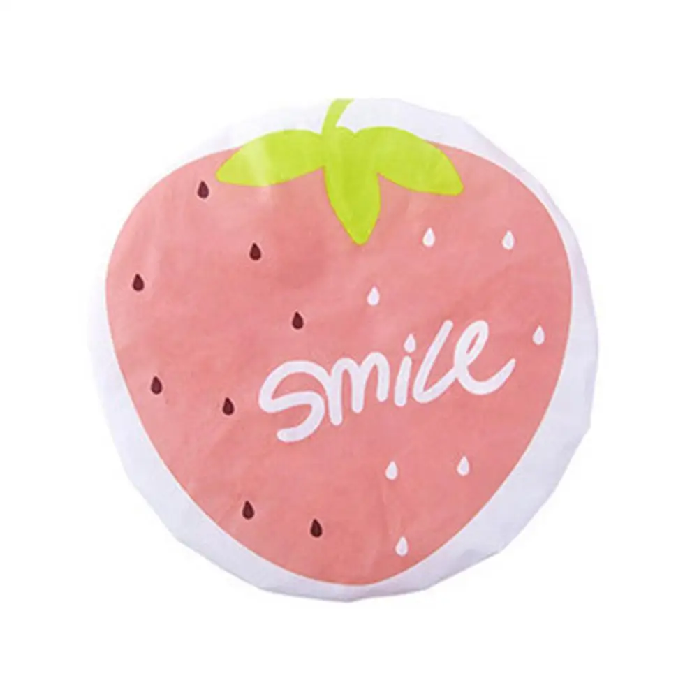 Strawberry Новые модные женские водонепроницаемые шапки для душа с фруктовым рисунком из мультфильма Resuable Band, Банные шапки для волос, шапка для взрослых женщин, ванная комната, 1 шт - Цвет: Strawberry