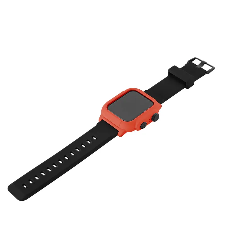 Водонепроницаемый ударопрочный чехол для apple watch серии 44 мм 4/5 Мягкая силиконовая лента для iWatch 2 3 42 мм спортивный ремешок