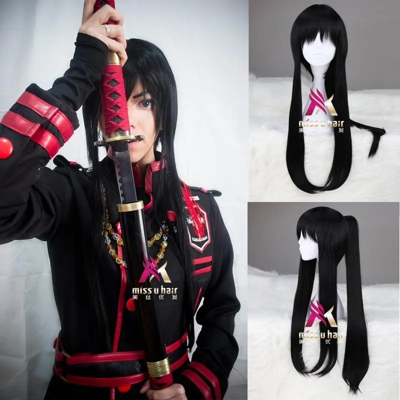 Новинка синтетический длинный черный парик D.Gray-man Yu Kanda для косплея Для