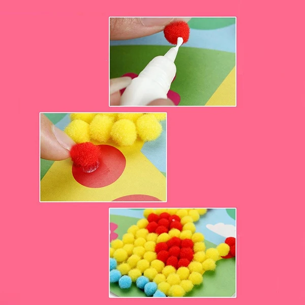 8 шт. детские наклейки с хлопковыми шариками Diy/детский картонный, мультипликационный с разноцветными рисунками в виде маленьких шариков