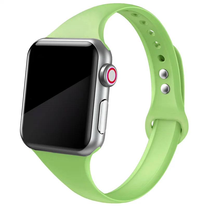 green 29 Тонкие полосы для apple watch band 4 44 мм 40 мм(iwatch 5) apple watch 3 2 1 ремешок 42 мм 38 мм силиконовый ремешок аксессуары - Цвет ремешка: green 29