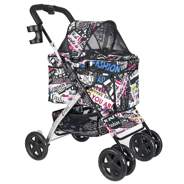 Pet Stroller Foldable Pets Cart Lightweight Outdoor Travel Gear For Cats Dogs Fashion Label   T