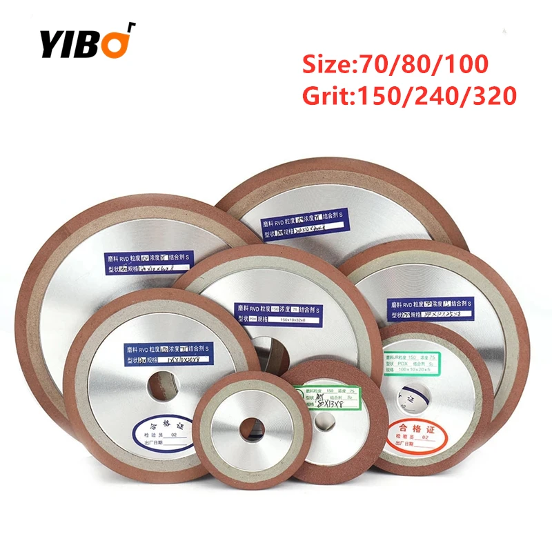 75mm/80mm/100mm Diamond Grinding Wheel Cutting Disc Resin Bond For Tungsten Steel Milling Cutter #150/240/320