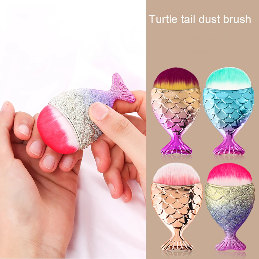 

1pc Mermaid Nail Cleaning Brush Tools Remove Dust Powder Brush Acrylic Makeup Brushes for Manicure Pedicure Nail Art Accessaries