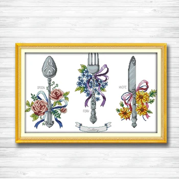 

Tableware flower decor Painting dmc 14CT 11CT counted cross stitch kits embroidery set Needlework Set chinese cross stitch