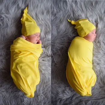 

Newborn Photography Props Wraps + Hat Kids Newborn Set Cotton Beanie Propshoot New Born Baby Accessories C63C